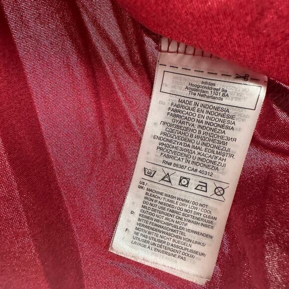 Adidas‎ Size XS Short Sleeve Athletic Top Red Adidas Logo White Tie Knot Front - Picture 4 of 4